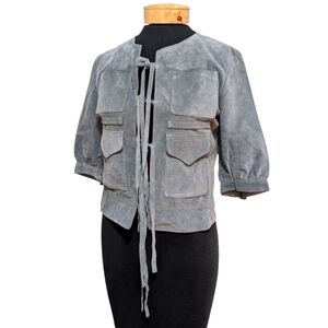Cynthia Rowley Gray Genuine Suede Utility, Cowboy, Boho Jacket, sz S